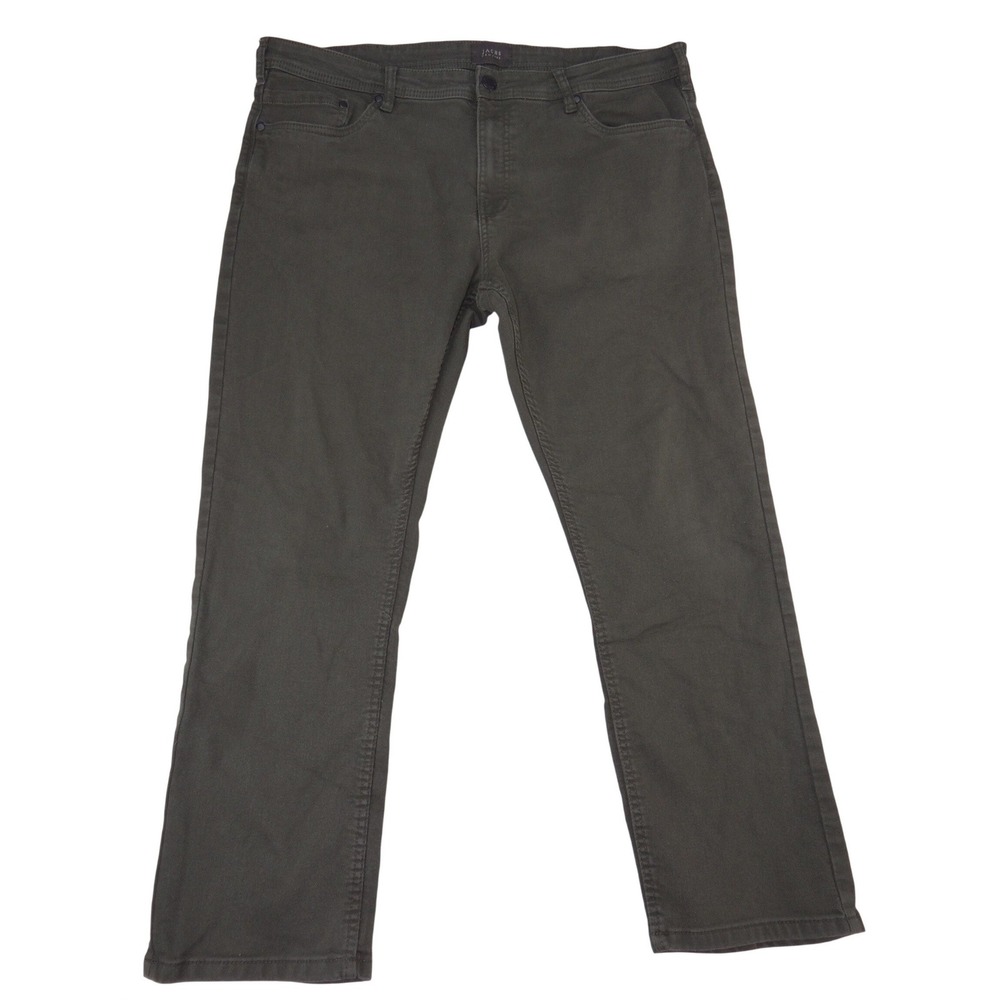 Jachs New York Mens 40x30 Dark Green Olive Stretch Sateen Straight Leg Pants